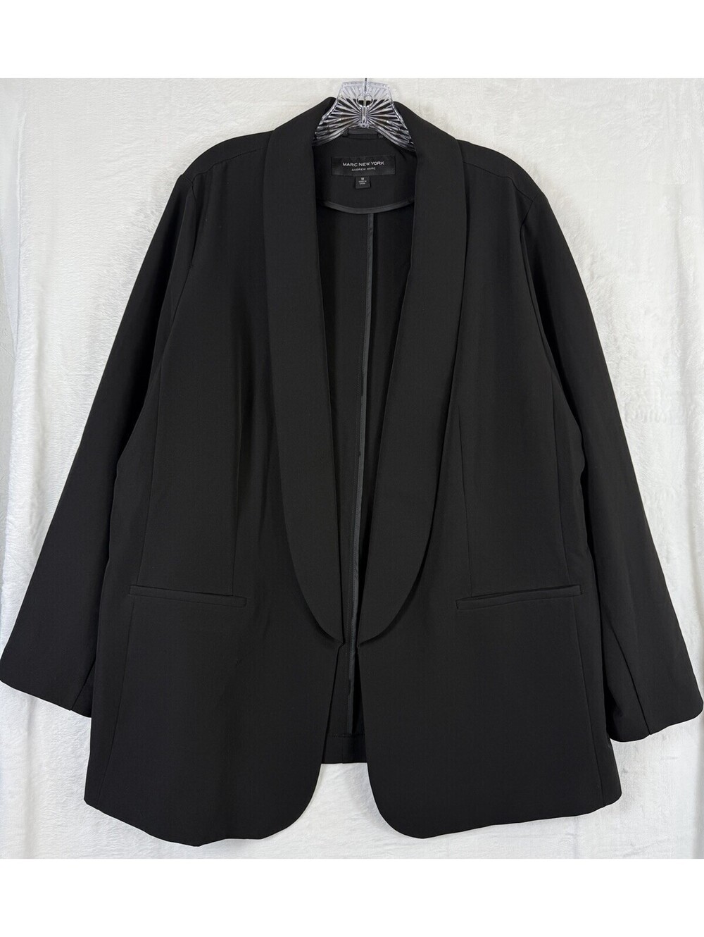 Marc New York Jacket 1X Womens Blazer Black Open Front Andrew Plus Size